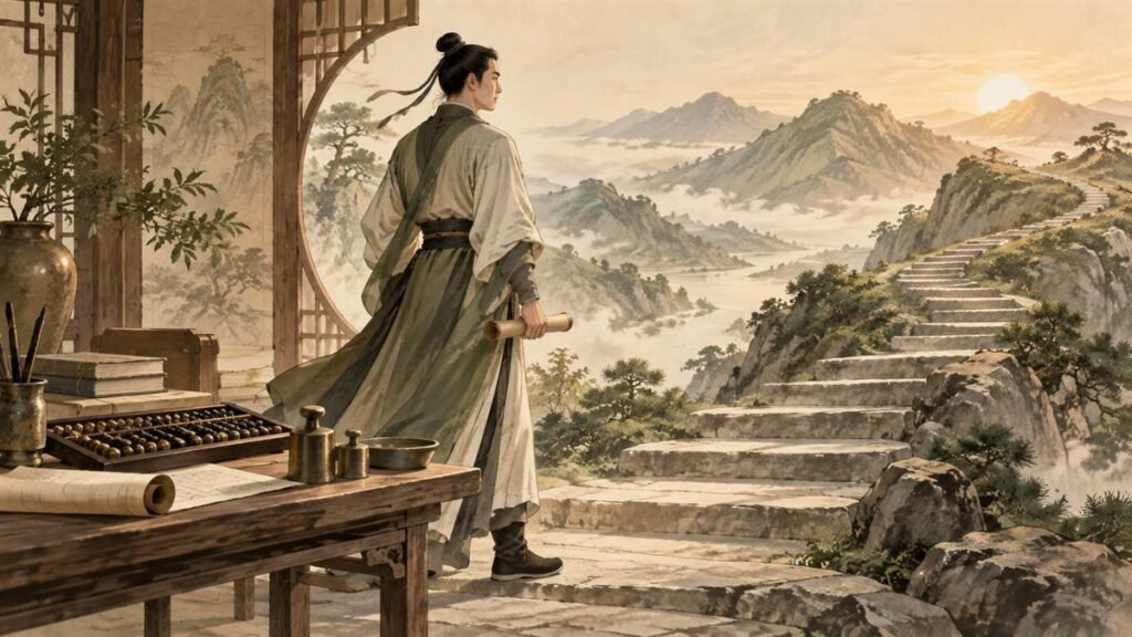 武曲星主題插畫:象徵務實、承擔、目標與一步一腳印的執行力